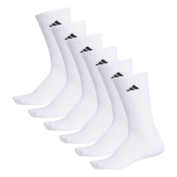 ADIDAS• ATHLETIC CUSHIONED CREW  SOCKS • 6 PAIRS - Picture 3 of 8